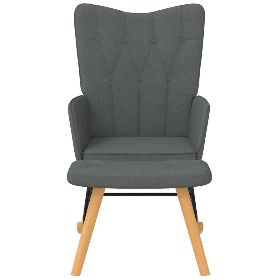 Chaise à bascule avec repose-pied Gris foncé Tissu - 3