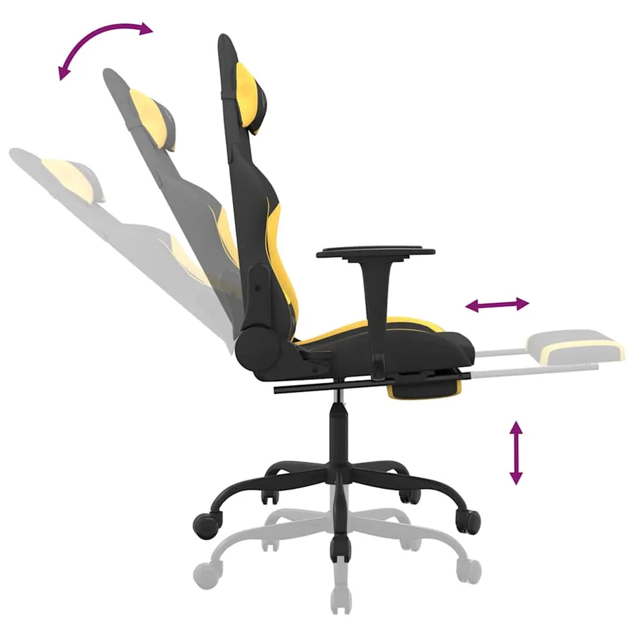 Chaise de jeu de massage avec repose-pied Noir et jaune Tissu - 11