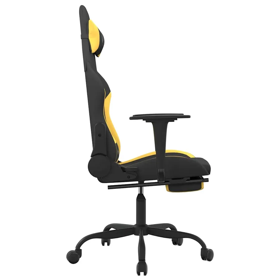 Chaise de jeu de massage avec repose-pied Noir et jaune Tissu - 5