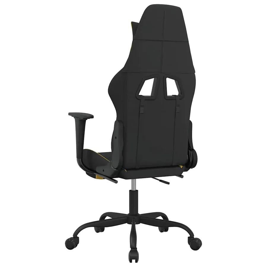 Chaise de jeu de massage avec repose-pied Noir et jaune Tissu - 6