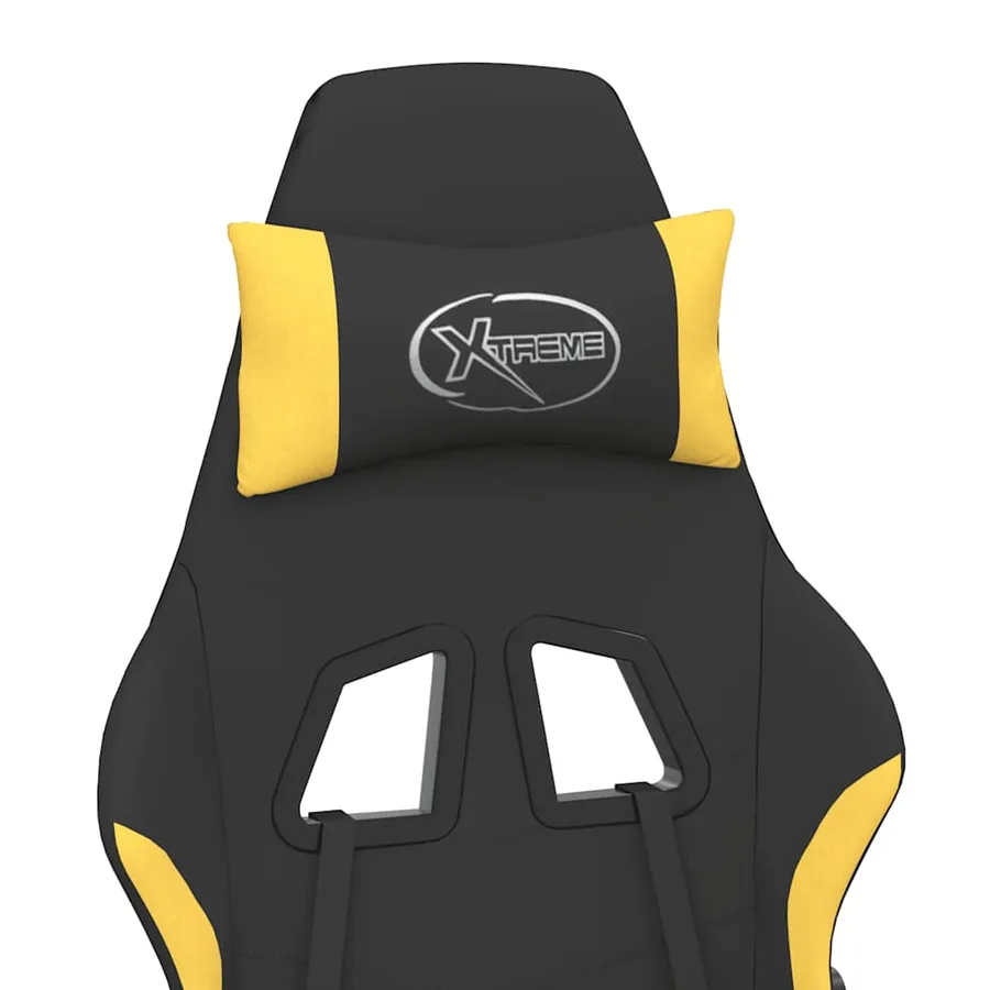 Chaise de jeu de massage avec repose-pied Noir et jaune Tissu - 7
