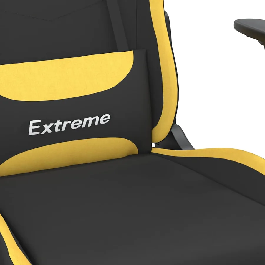 Chaise de jeu de massage avec repose-pied Noir et jaune Tissu - 9
