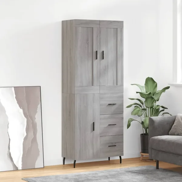 Buffet haut Sonoma gris 69,5x34x180 cm Bois d'ingénierie