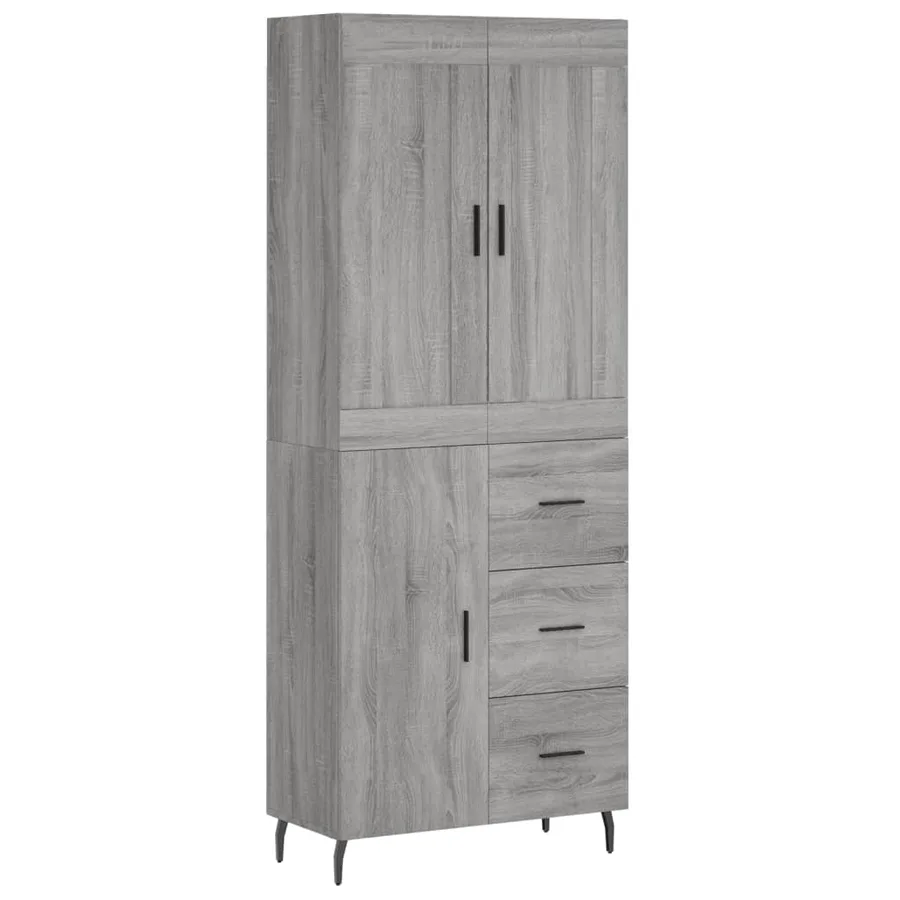 Buffet haut Sonoma gris 69,5x34x180 cm Bois d'ingénierie - 2