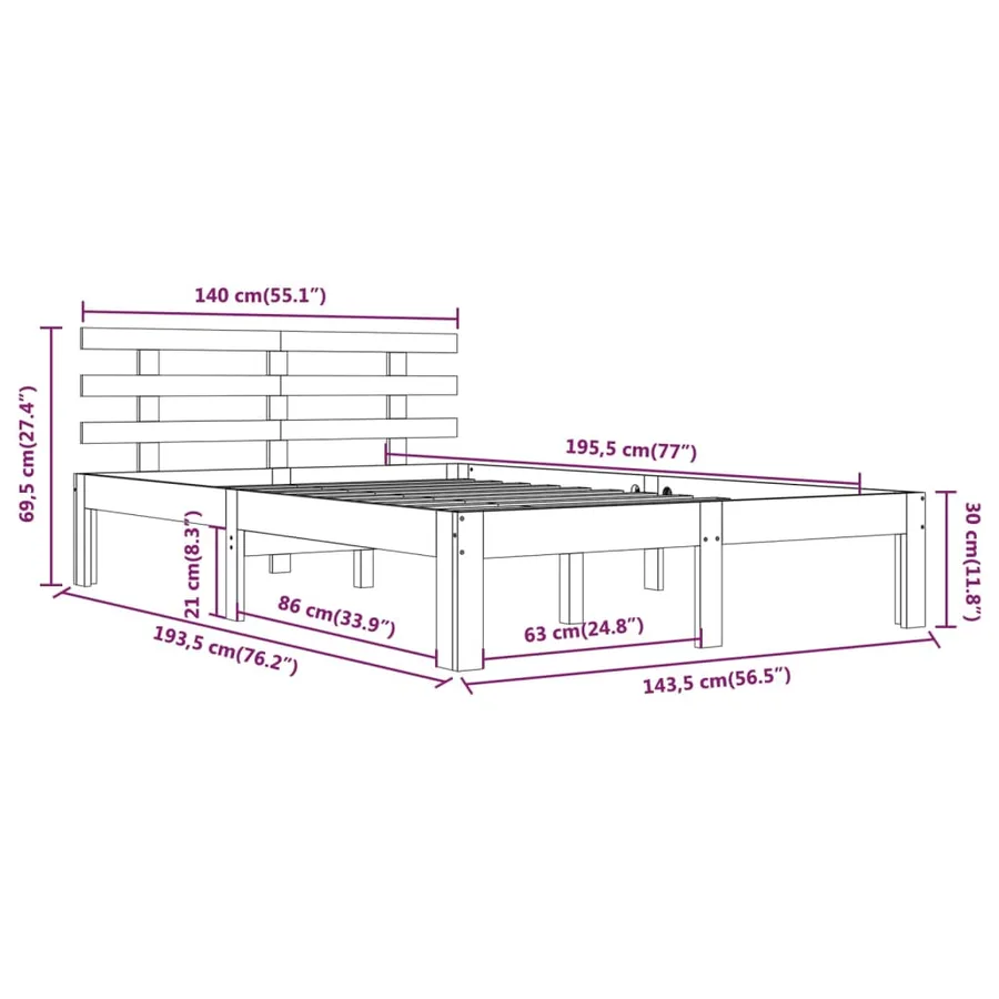 Cadre de lit sans matelas 140x190 cm - 8