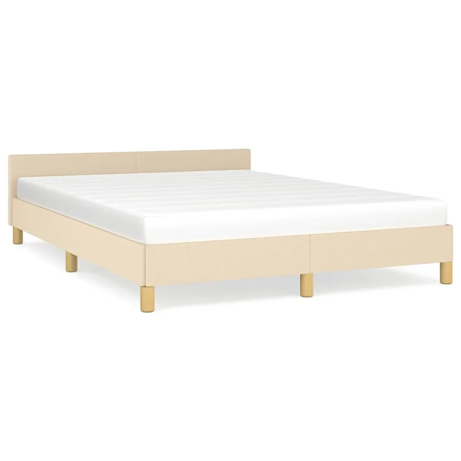 Cadre de lit sans matelas crème 140x200 cm tissu - 2