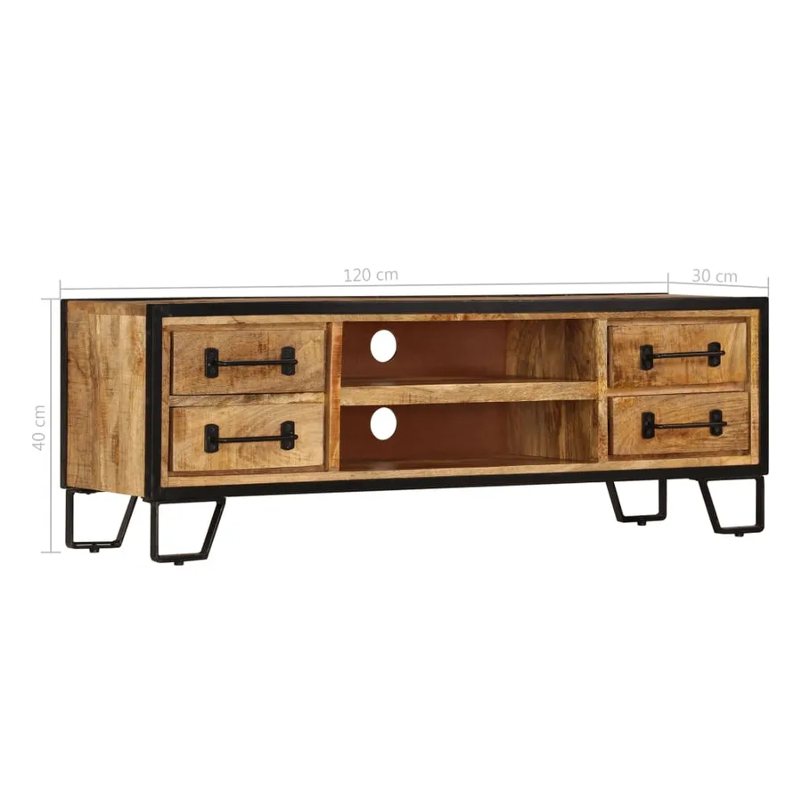 Meuble TV avec tiroirs 120x30x40 cm Bois massif de manguier - 11