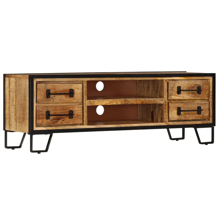 Meuble TV avec tiroirs 120x30x40 cm Bois massif de manguier - 13