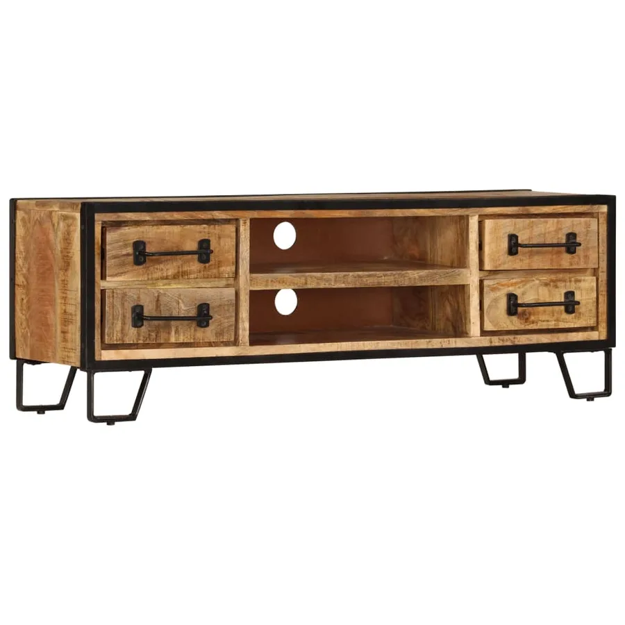 Meuble TV avec tiroirs 120x30x40 cm Bois massif de manguier - 15
