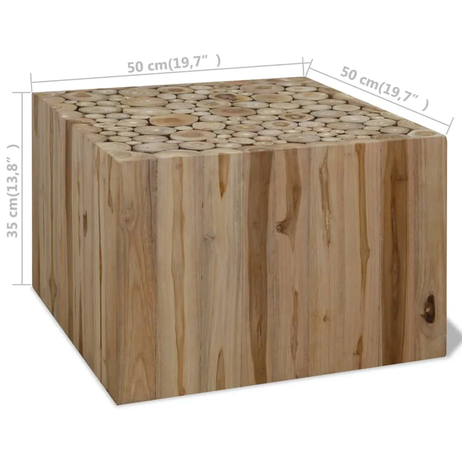 Table basse Teck authentique 50x50x35 cm - 6