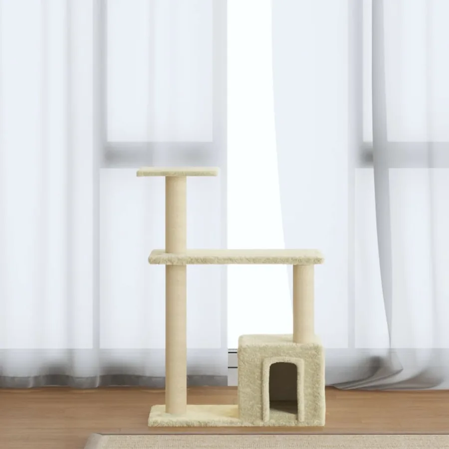 Arbre à chat avec griffoirs en sisal Crème 70 cm