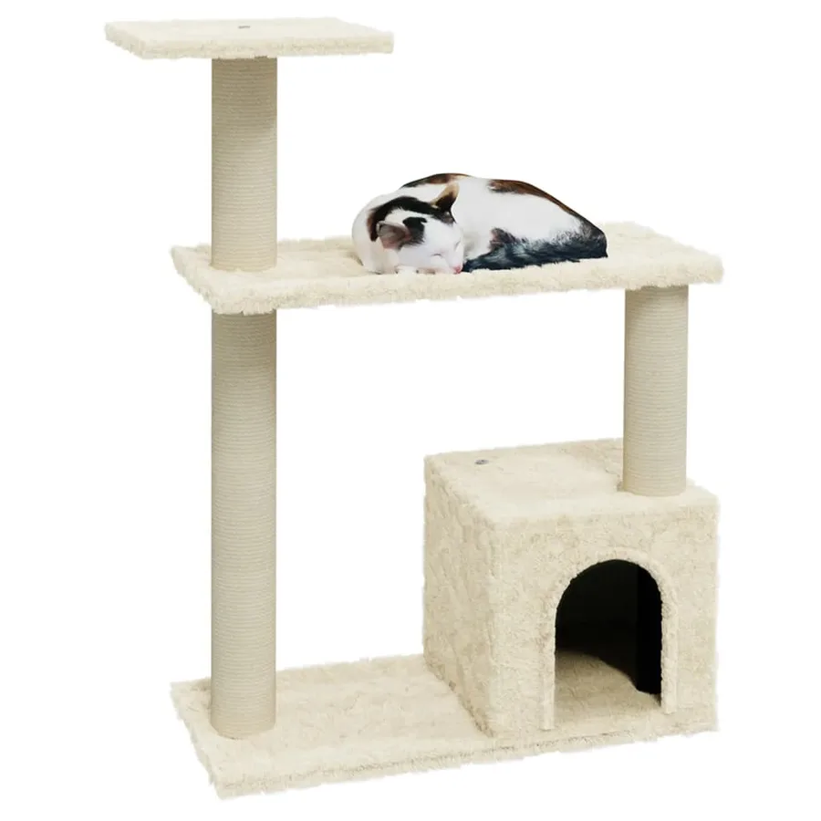 Arbre à chat avec griffoirs en sisal Crème 70 cm - 3