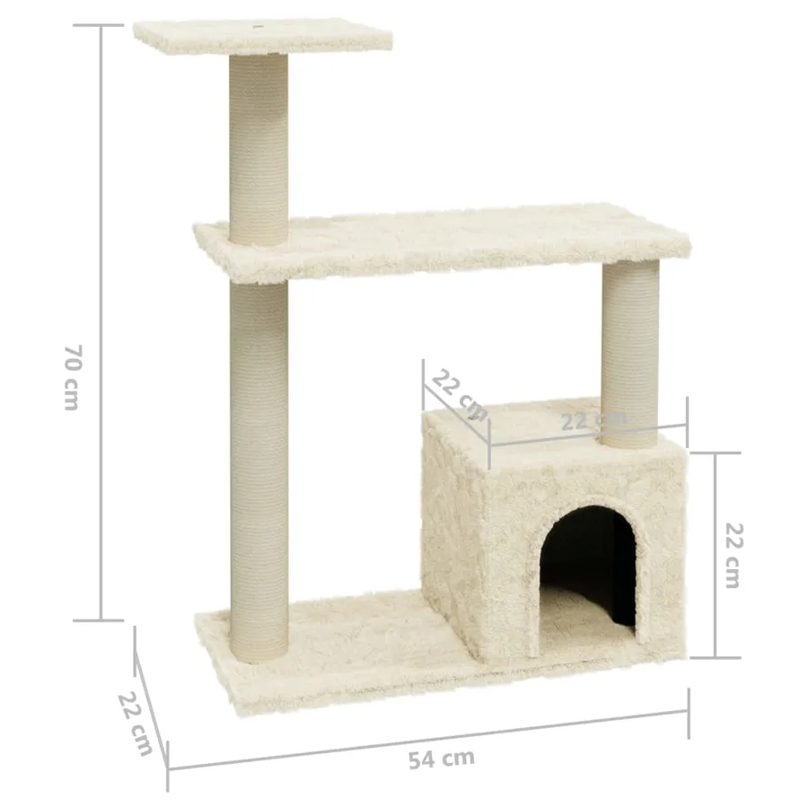 Arbre à chat avec griffoirs en sisal Crème 70 cm - 6