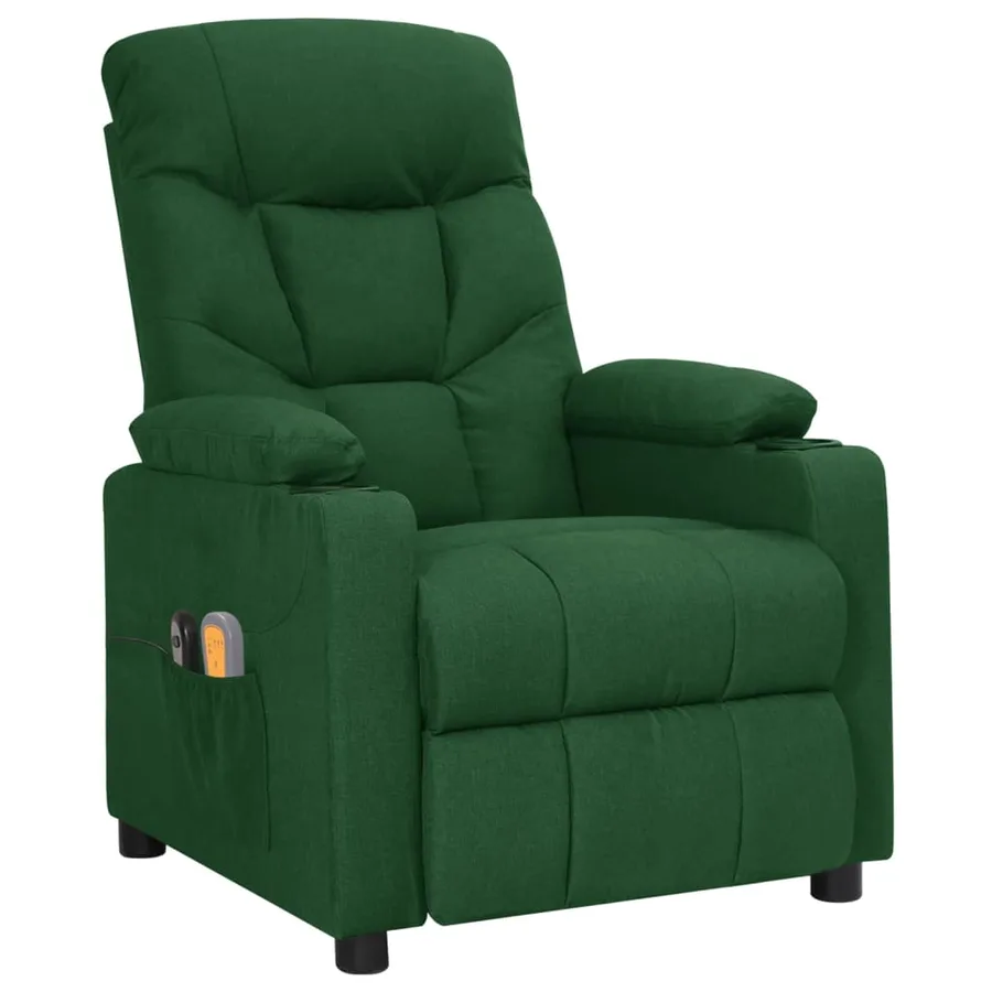 Fauteuil électrique de massage Vert foncé Tissu - 2