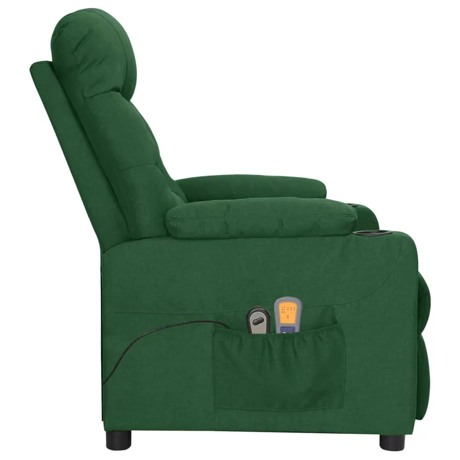 Fauteuil électrique de massage Vert foncé Tissu - 4