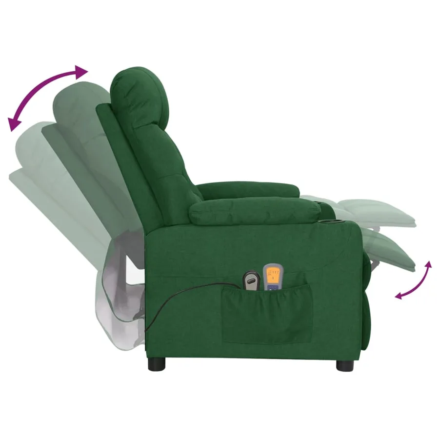 Fauteuil électrique de massage Vert foncé Tissu - 7