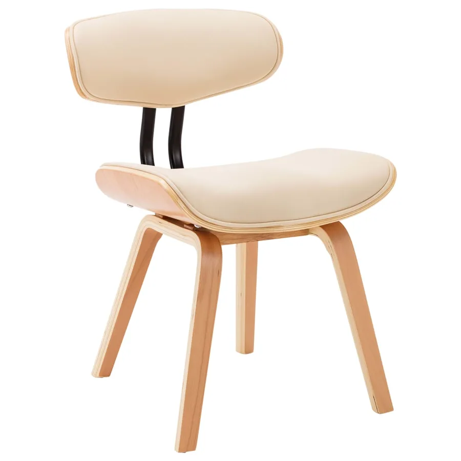 Chaises à manger lot de 6 crème bois courbé et similicuir - 3