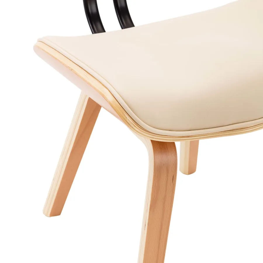 Chaises à manger lot de 6 crème bois courbé et similicuir - 7