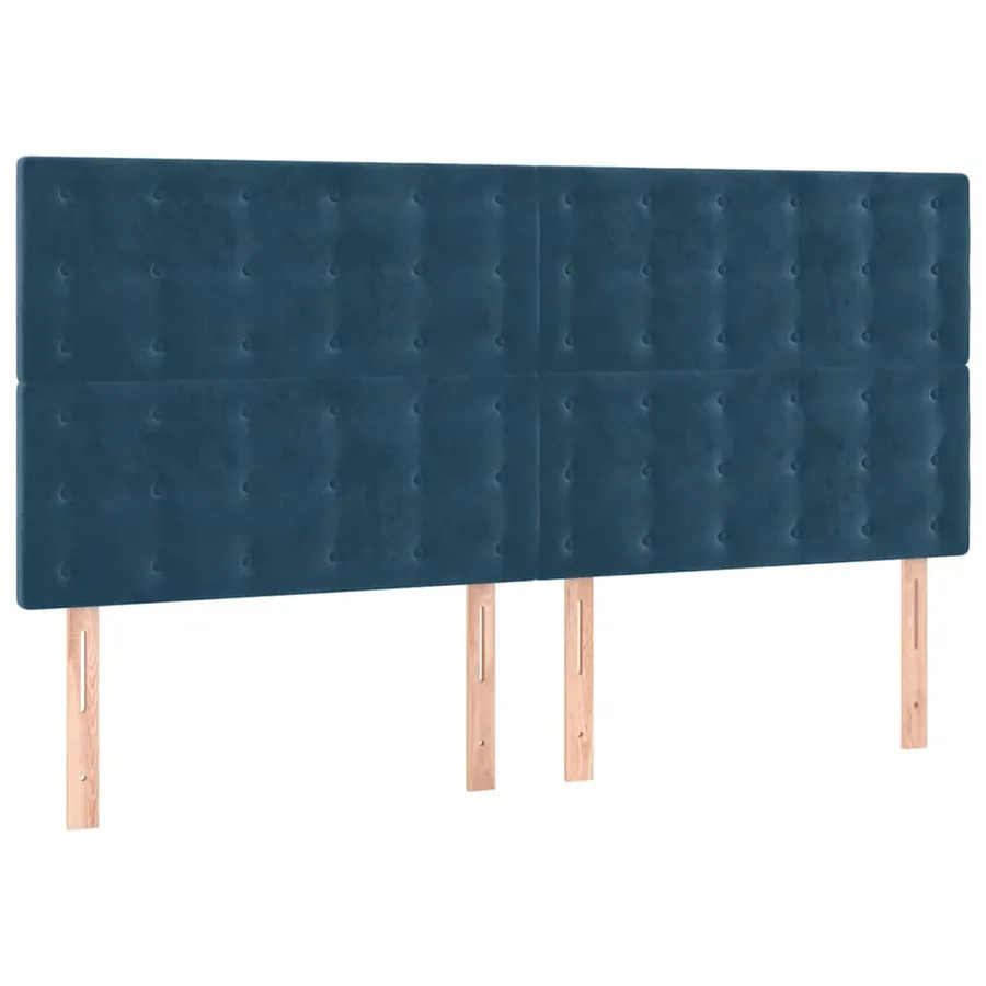 Tête de lit à LED Bleu foncé 200x5x118/128 cm Velours - 4