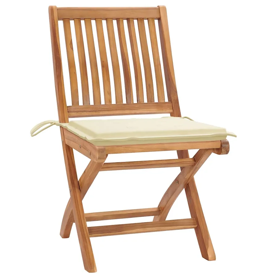 Chaises pliables de jardin avec coussins lot de 8 Teck solide - 3