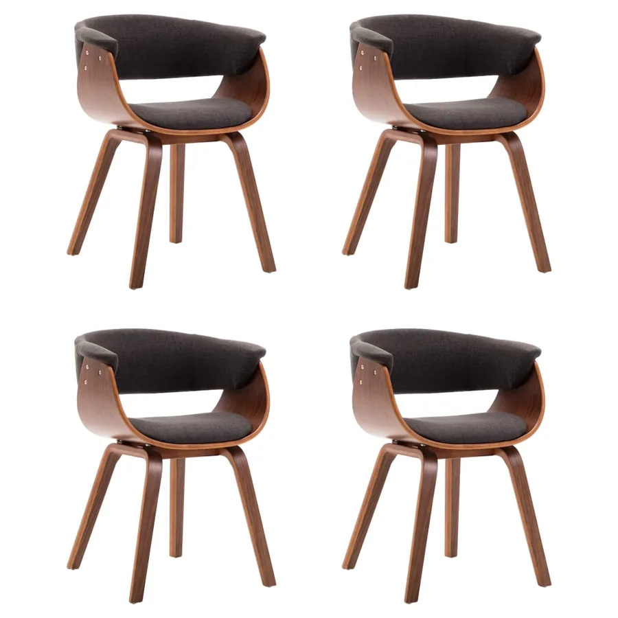Chaises à manger lot de 4 gris bois courbé et tissu - 2