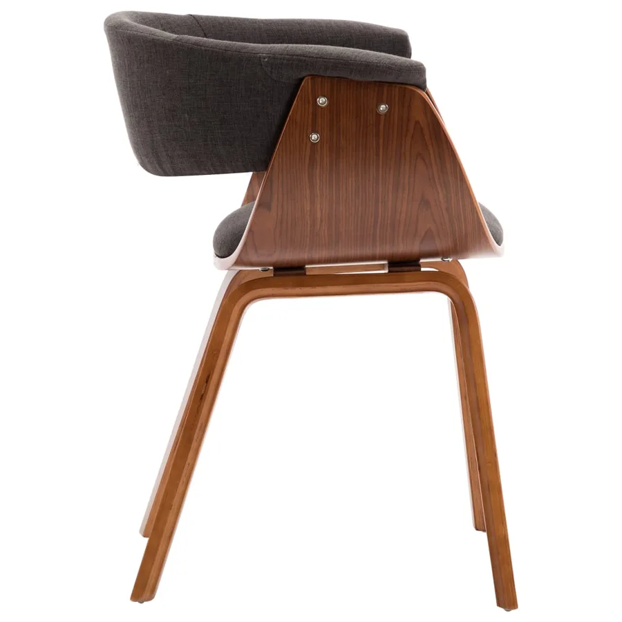 Chaises à manger lot de 4 gris bois courbé et tissu - 6