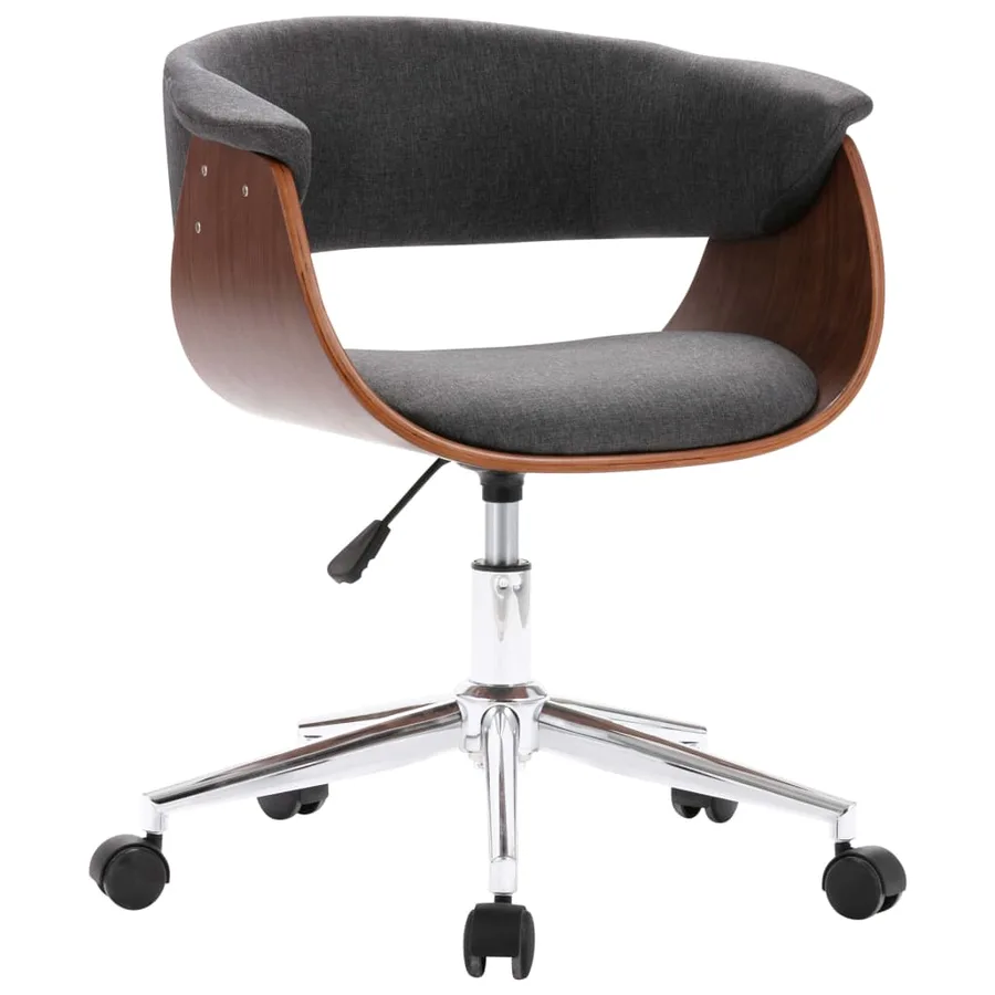 Chaise pivotante à manger Gris Bois courbé et tissu - 2