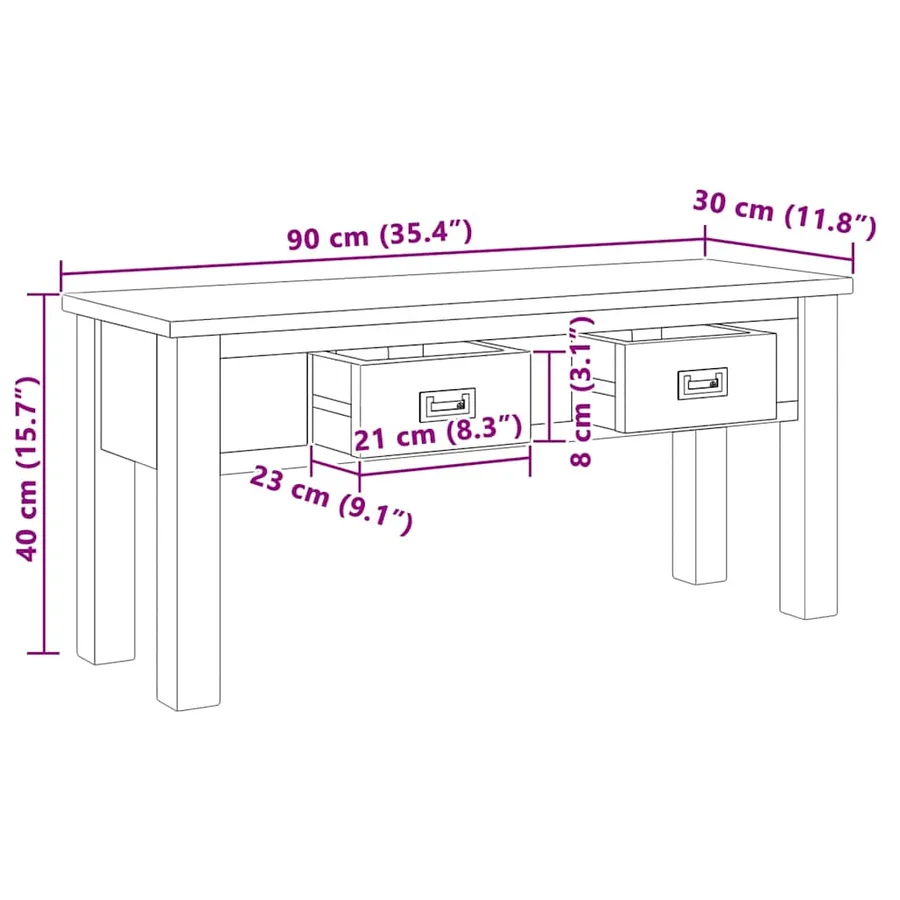 Banc d'entrée teck massif 90 x 30 x 40 cm - 7