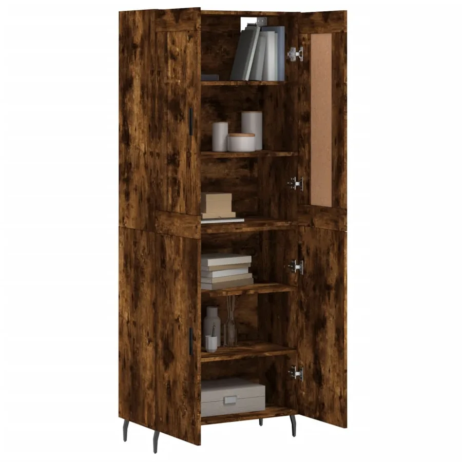 Buffet haut Chêne fumé 69,5x34x180 cm Bois d'ingénierie - 3