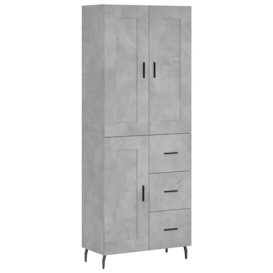 Buffet haut Gris béton 69,5x34x180 cm Bois d'ingénierie - 2