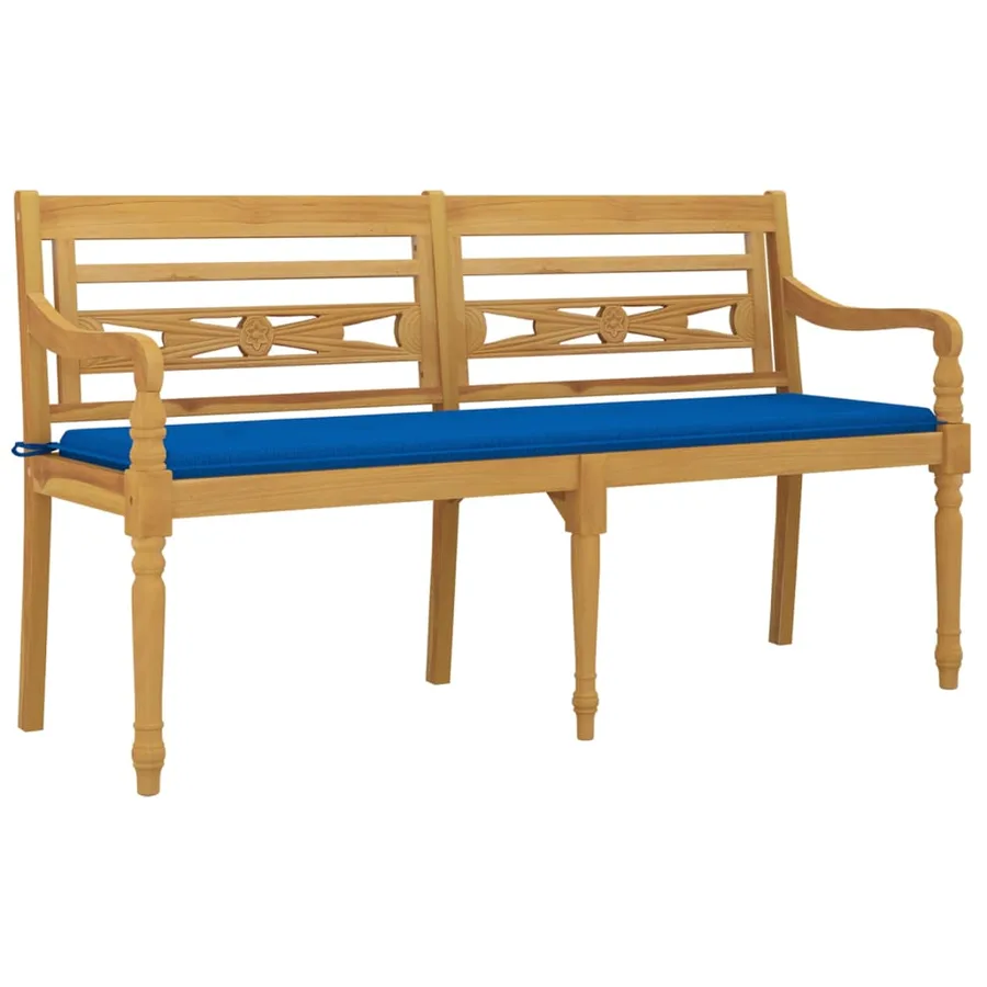 Banc Batavia avec coussin bleu royal 150 cm Bois de teck massif - 3