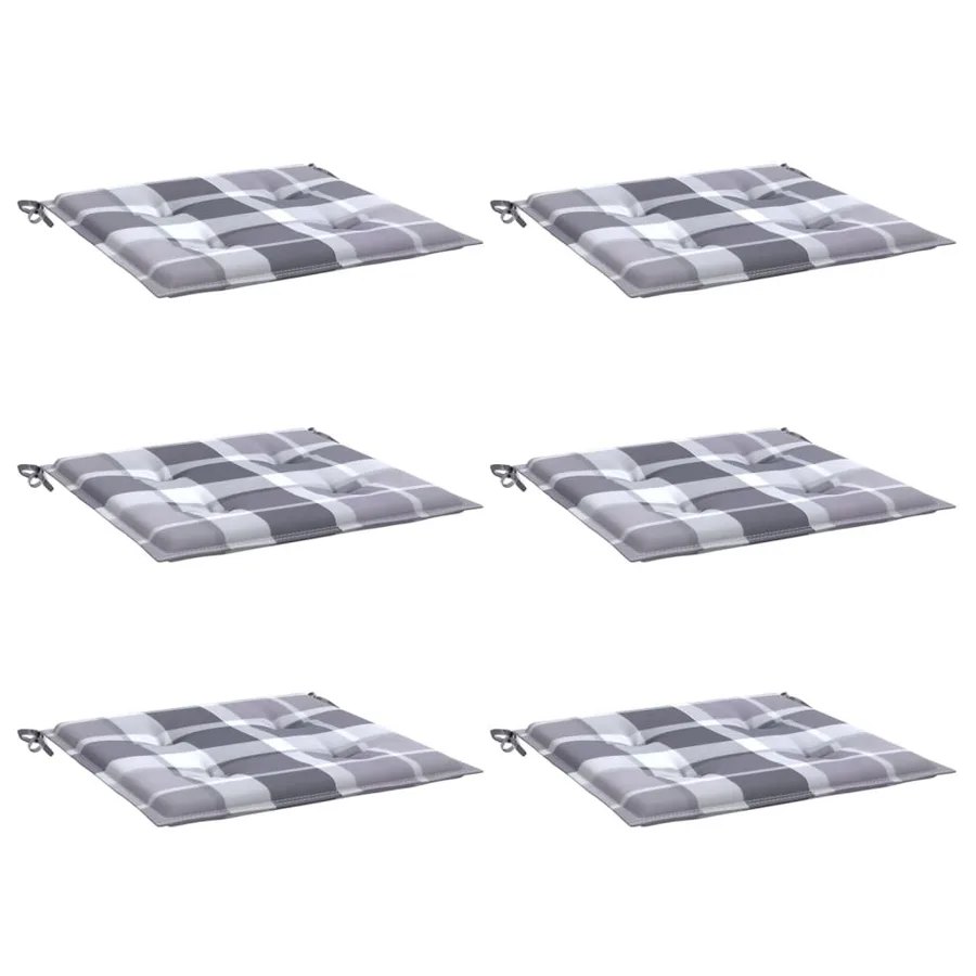 Coussins de chaise de jardin lot de 6 carreaux gris 40x40x4 cm - 3