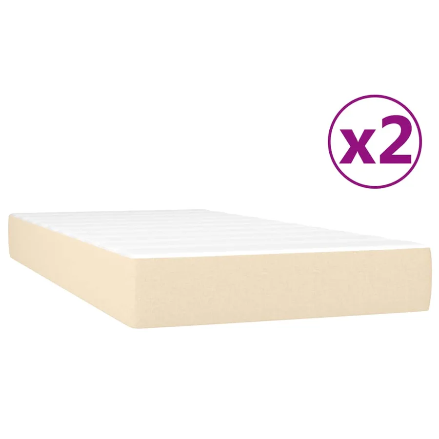 Sommier à lattes de lit avec matelas Crème 200x200 cm Tissu - 5