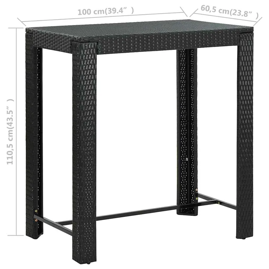 Ensemble de bar de jardin 7 pcs et coussins Résine tressée Noir - 13