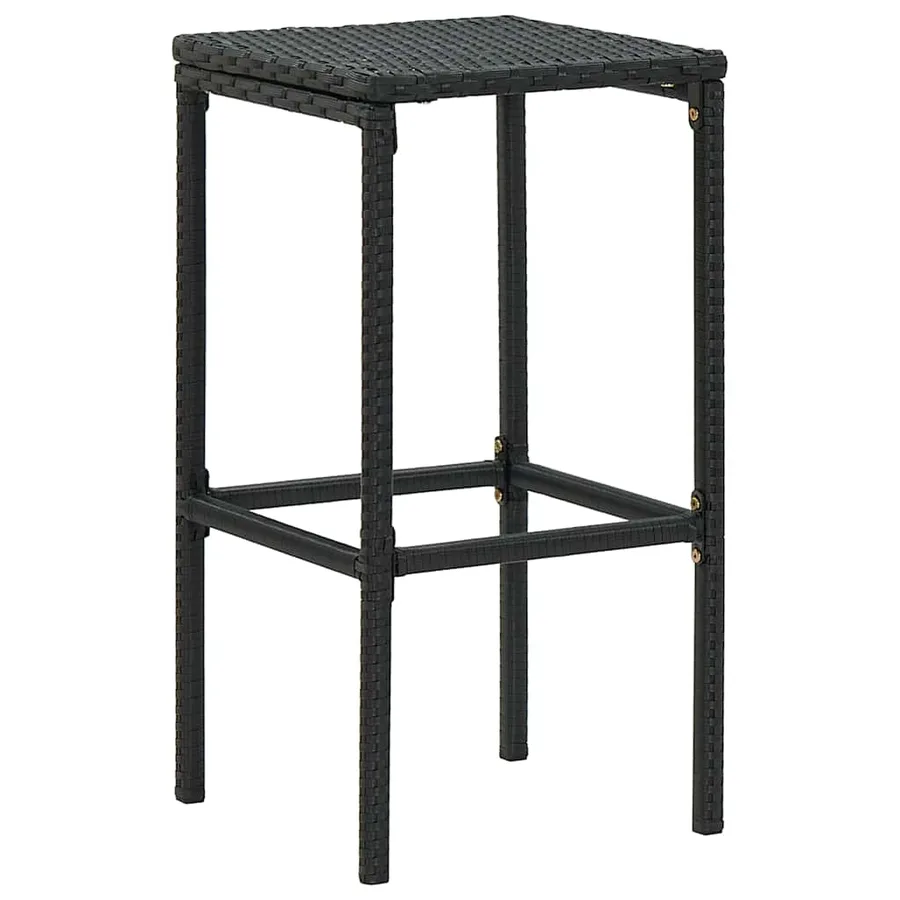 Ensemble de bar de jardin 7 pcs et coussins Résine tressée Noir - 5