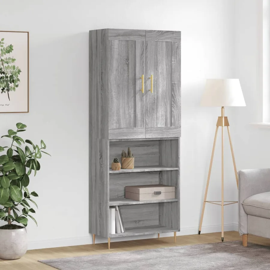 Buffet haut Sonoma gris 69,5x34x180 cm Bois d'ingénierie