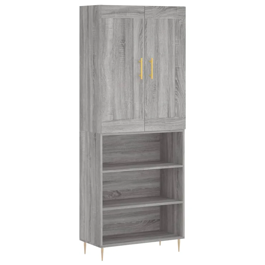Buffet haut Sonoma gris 69,5x34x180 cm Bois d'ingénierie - 2