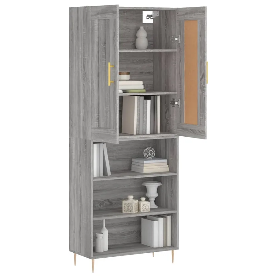 Buffet haut Sonoma gris 69,5x34x180 cm Bois d'ingénierie - 3