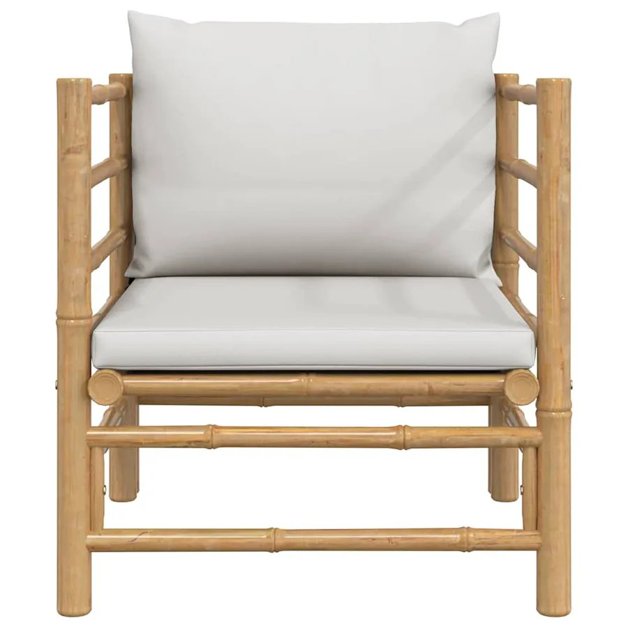Canapé de jardin avec coussins gris clair bambou - 3