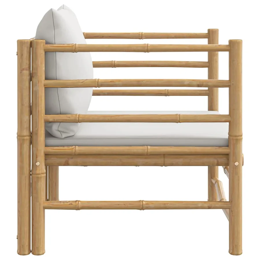 Canapé de jardin avec coussins gris clair bambou - 4