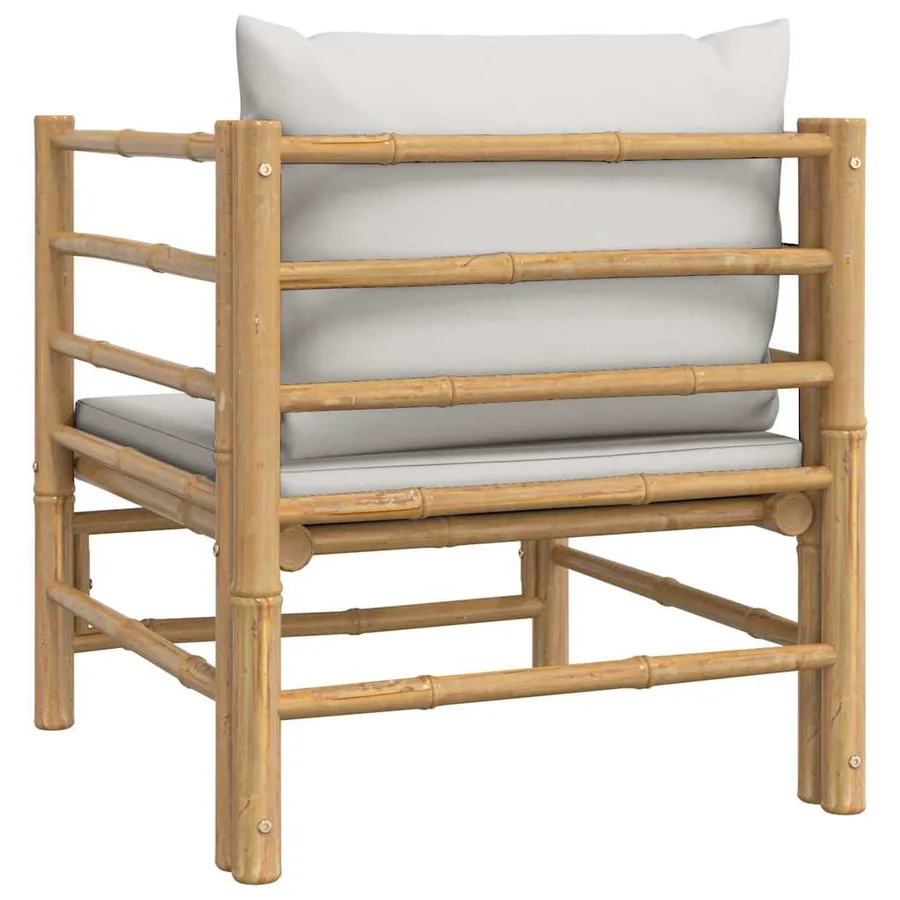 Canapé de jardin avec coussins gris clair bambou - 5