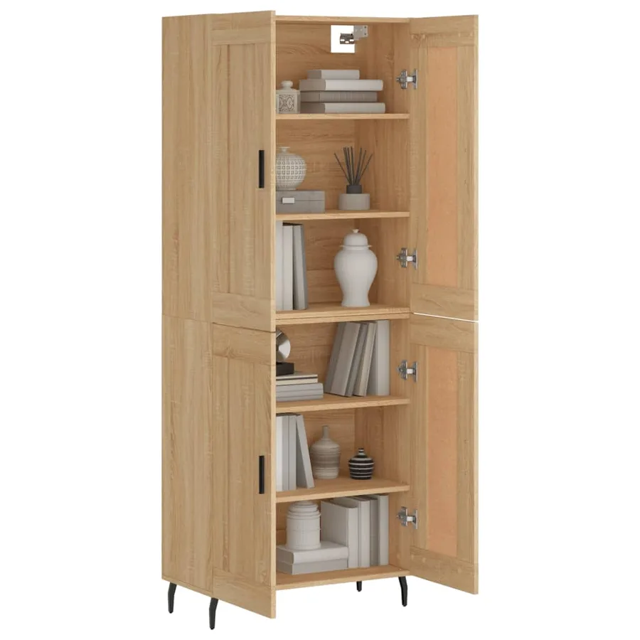 Buffet haut Chêne sonoma 69,5x34x180 cm Bois d'ingénierie - 3