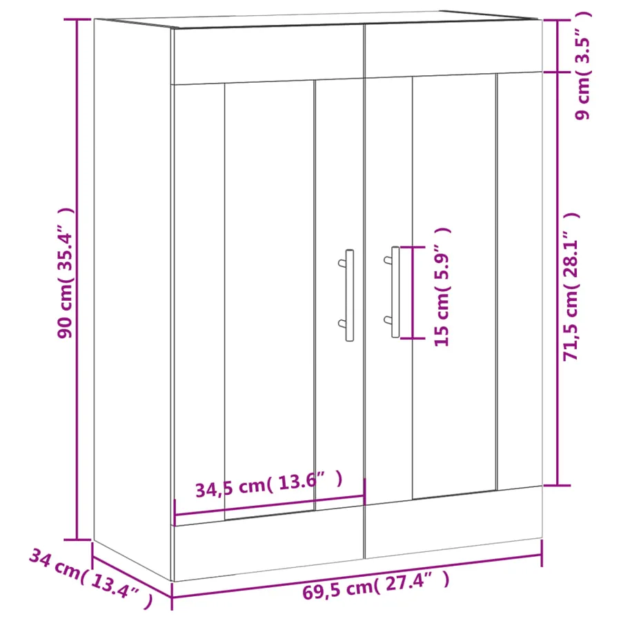 Armoire murale chêne sonoma 69,5x34x90 cm bois d'ingénierie - 13