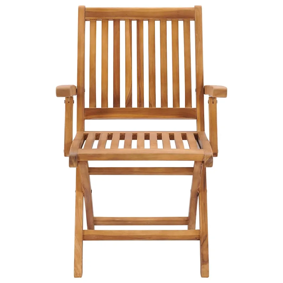 Chaises de jardin lot de 2 et coussins beige Bois teck massif - 4