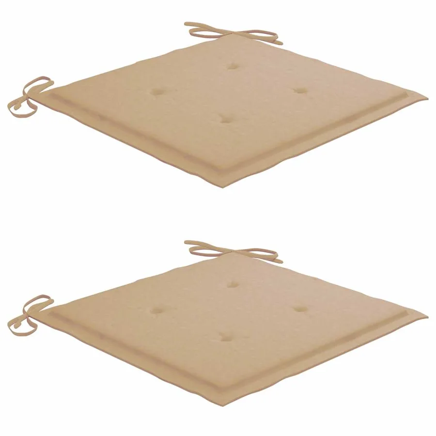 Chaises de jardin lot de 2 et coussins beige Bois teck massif - 6