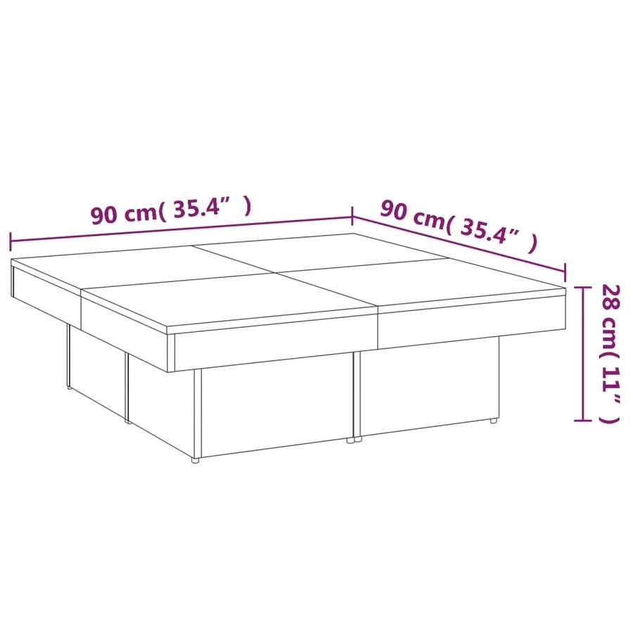 Table basse Sonoma gris 90x90x28 cm Bois d'ingénierie - 8