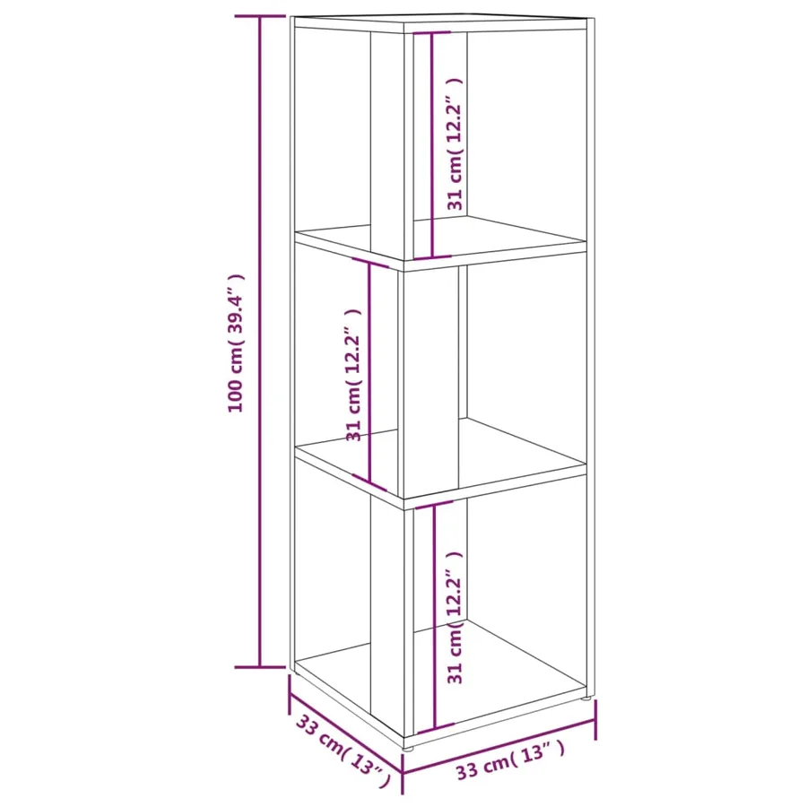 Armoire d'angle Chêne sonoma 33x33x100 cm Bois d'ingénierie - 9