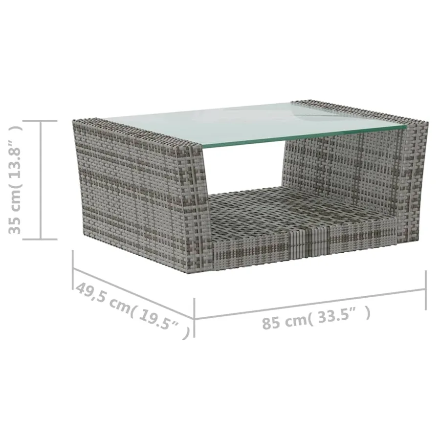 Salon de jardin 8 pcs avec coussins résine tressée gris - 11