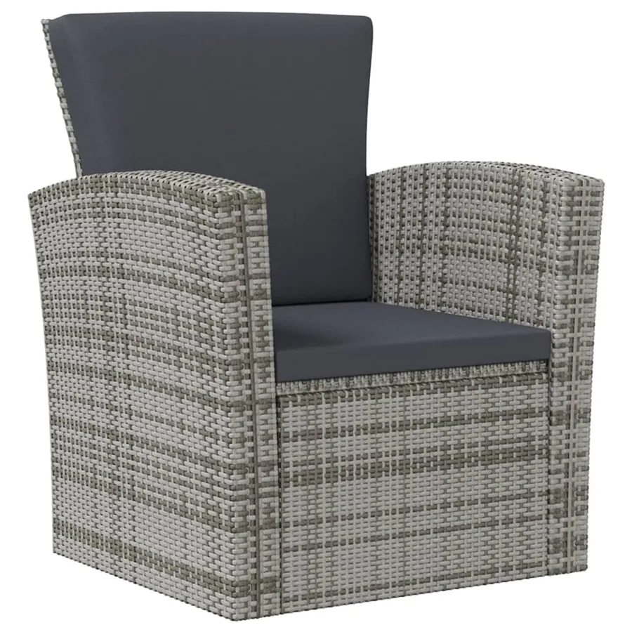 Salon de jardin 8 pcs avec coussins résine tressée gris - 3