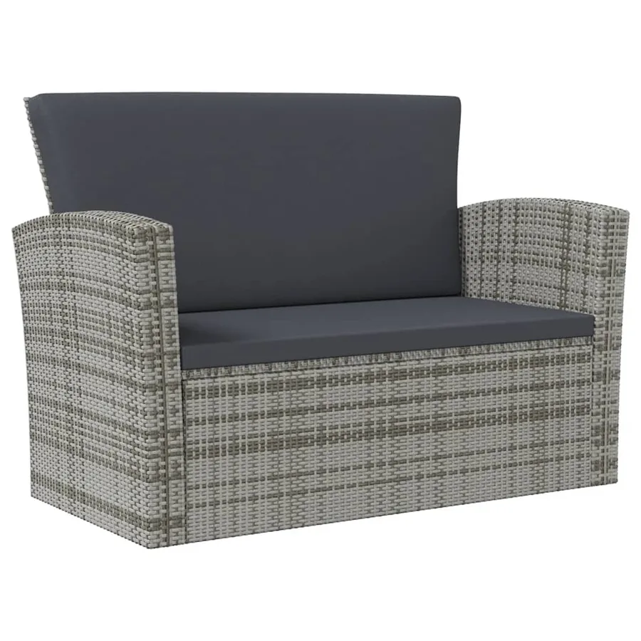 Salon de jardin 8 pcs avec coussins résine tressée gris - 5